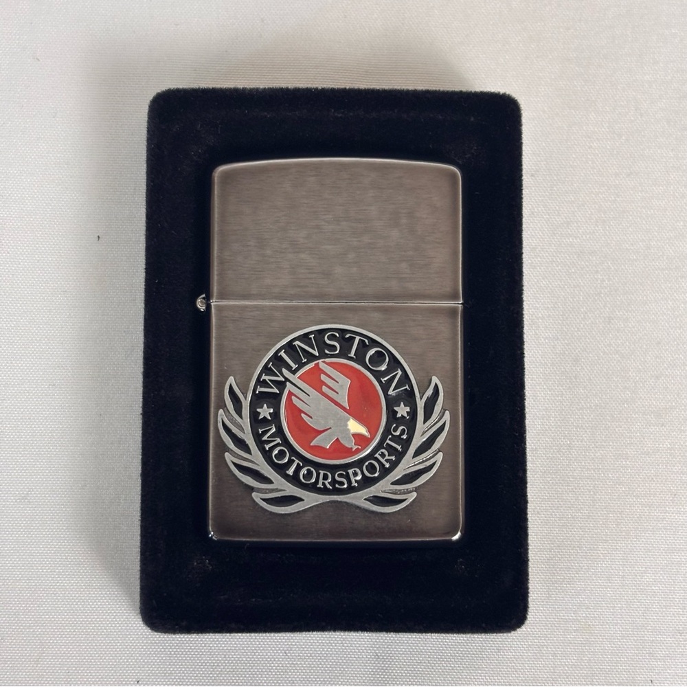 Zippo Vintage Winston Motorsports Lighter Brushed Chrome Pocket Lighter New
